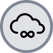 Icon of a cloud with an infinity symbol representing GoReact's Unlimited 5-Year Video Storage